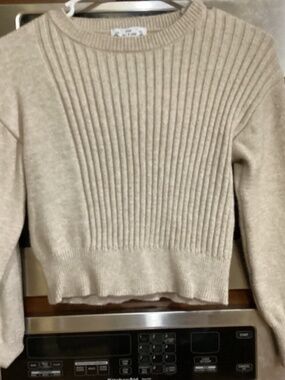 Poof New York Cute Tan Crop Sweater